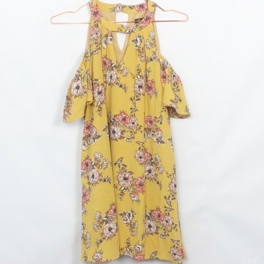 Lilly Rose Floral Cold Shoulder Muted Floral Dress New Condition Small RM-A
